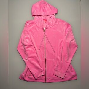 Lilly Pulitzer Hot Pink Velour Zip Up Hoodie